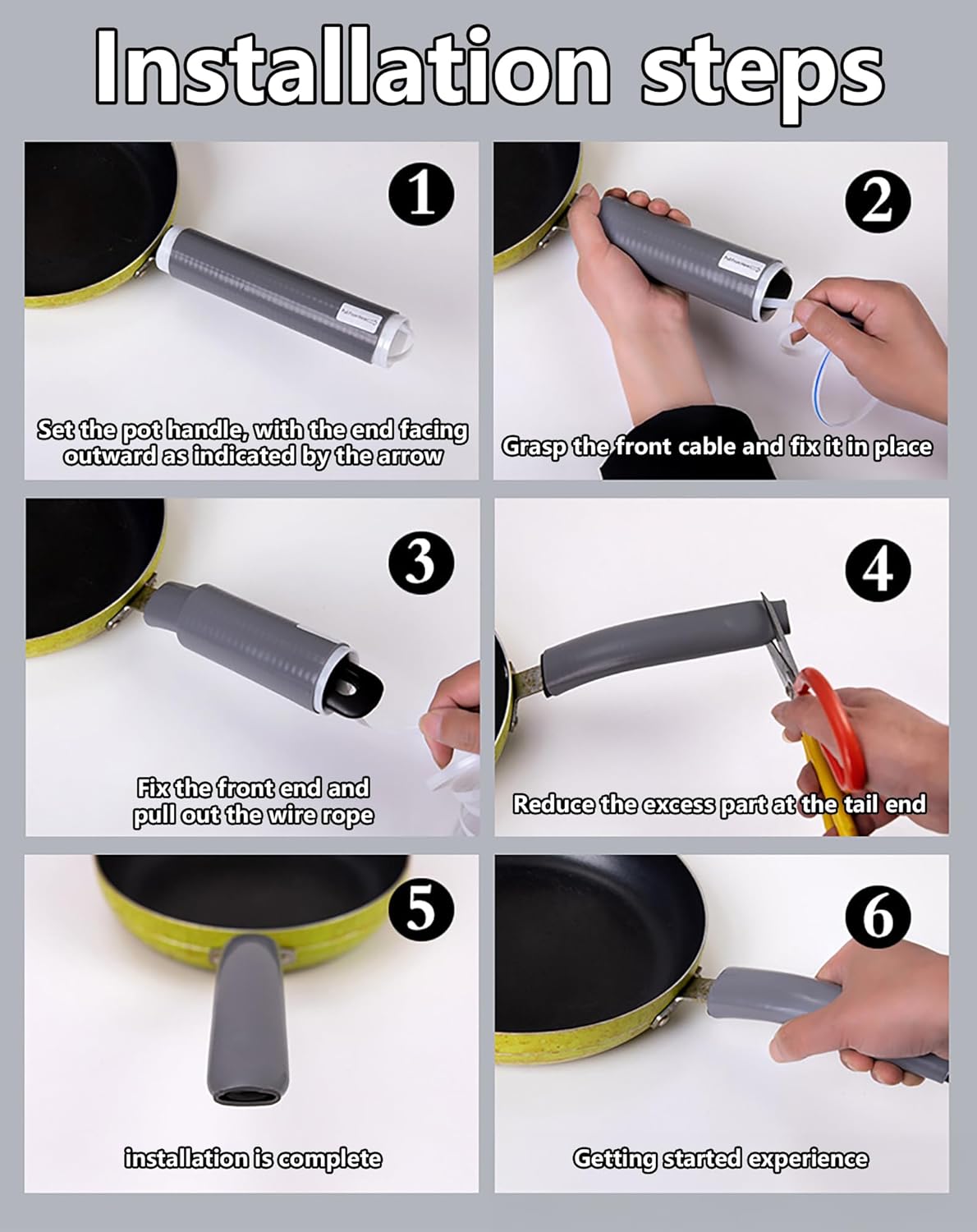 Upgraded Silicone Pan Handle Sleeve - Heat-Resistant&Non-Slip Cast Iron Handle Cover for Pots and Pans - Multipurpose Kitchen Protection(2pcs Small)