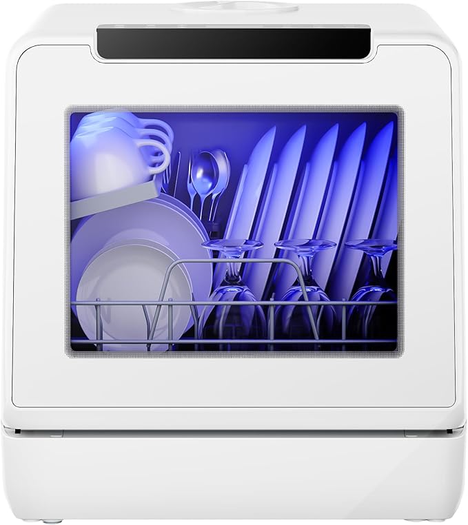 EUHOMY Countertop Dishwasher Portable with 8 Programs, 5L Built-in Water Tank, 167℉ High-Temp, No Hookup Needed, Portable Dishwasher with Slef-Clean/Baby Care/Air Dry/Quick/ECO/Fruit/Normal Mode