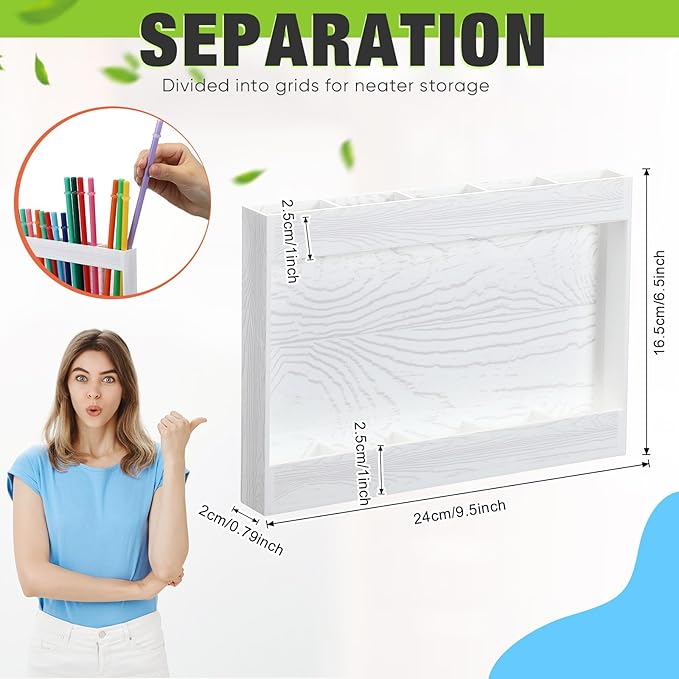 Qinyoung Acrylic Straw Holder for Cabinet Door with Double Sided Adhesive Tape Reusable Straw Organizer Tumbler Storage Kitchen Accessories Container for Counter Cupboard(Wood Texture,Large,White)