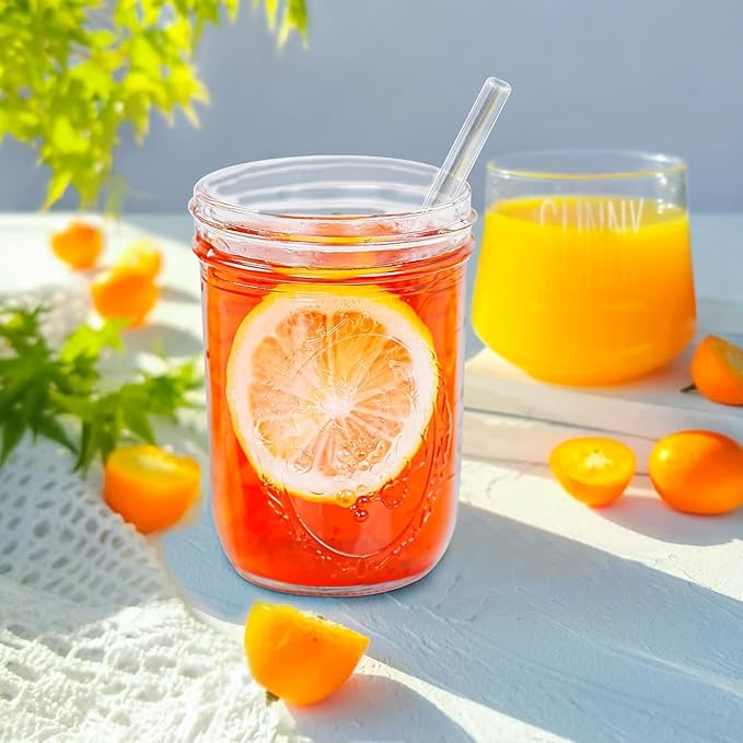 Miuyhji Mason Jars 16 oz with Lids, 12Pcs Wide Mouth Glass Canning Jars with Airtight Lids and Bands, Overnight Oats Containers for Pickling, Freezing, Preserving, Meal Prep, Jar Décor