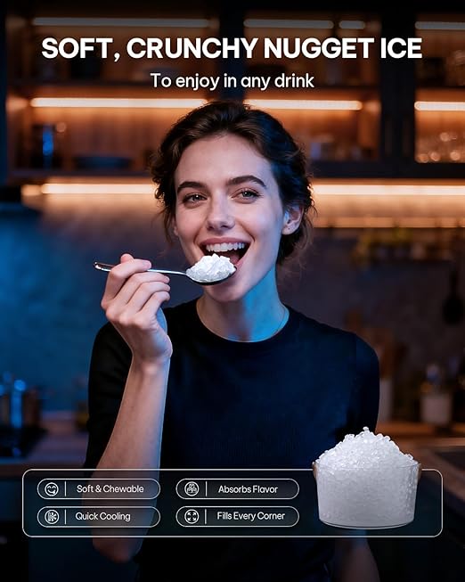 Silonn Nugget Ice Maker Countertop with APP & Voice Control, Self Cleaning Ice Machine with 3L Large Water Tank, 40 lbs/24H Soft Chewable Ice, Portable Pebble Ice Maker for Home, Kitchen and Party