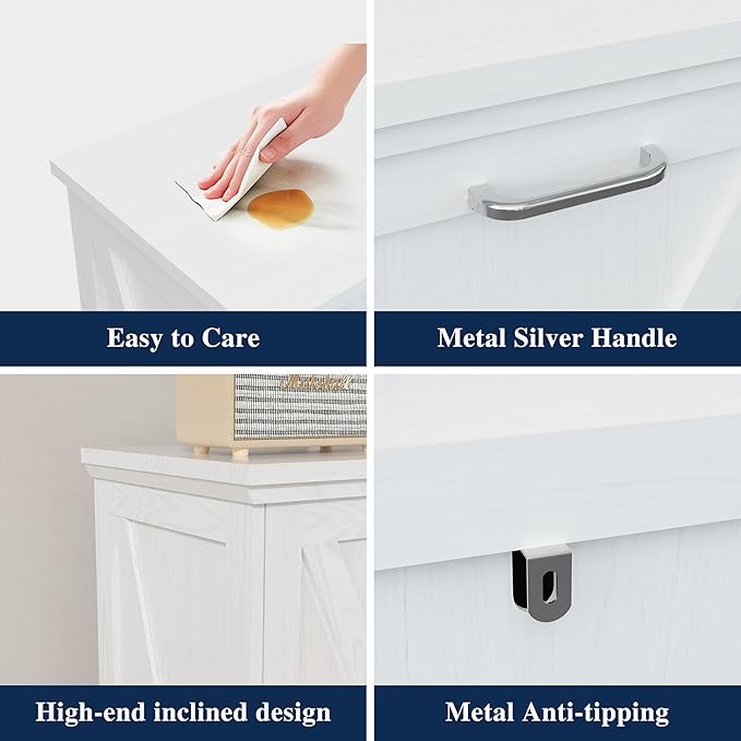 TOLEAD 13 Gallon Tilt Out Trash Can Cabinet, Kitchen Trash Cabinet Hidden Trash Can with Deodorizing & Negative Ion Pet Proof for Kitchen,Dining Room, Living Room,White