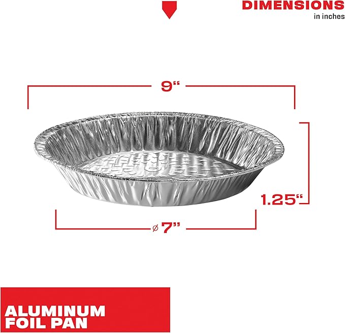 NoCry Premium Disposable Pie Pans 9 Inch (50 Pack) — Made in USA — Foil Aluminum Tins with Curl Lip for Baking Delicious Tarts or Crispy Pastry Crusts — Lightweight Yet Sturdy — Even Heat Distribution
