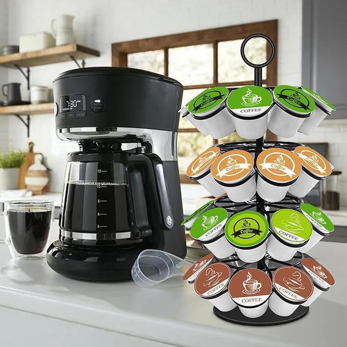 KIMIUP Coffee Pod Holder, K Cup Organizer Compatible with K-Cups(36 Pods), Kitchen Detachable Coffee Pod Organizer for Countertop, Spins 360-Degrees