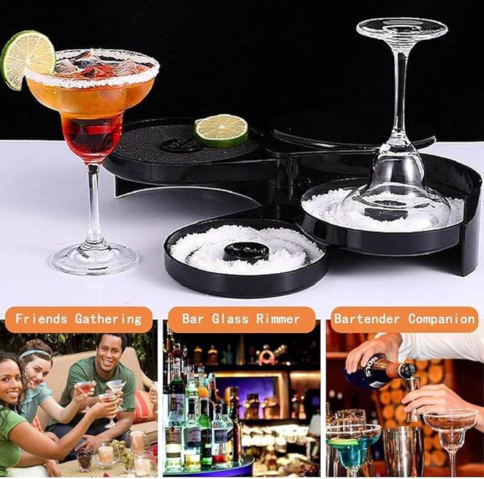 1 Pack 3 Tier Bar Glass Rimmer for Margarita and Cocktail, Bartender Tool,Salt Box Spice Container