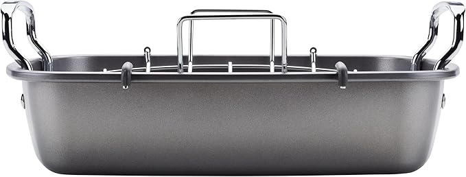 Circulon Nonstick Roasting Pan/Roaster with Rack - 17 Inch x 13 Inch,Gray,(Pack of 3)