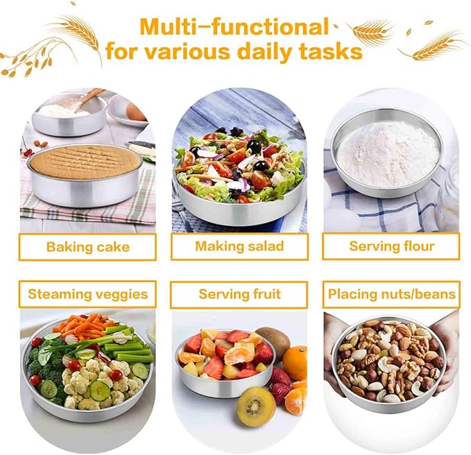 TeamFar Cake Pan, 4’’ - 6’’ - 8’’ - 9½’’ - 11’’, Stainless Steel Round Baking Tier Smash Cake Pans Set, Healthy & Heavy Duty, Mirror Finish & Dishwasher Safe - Set of 5