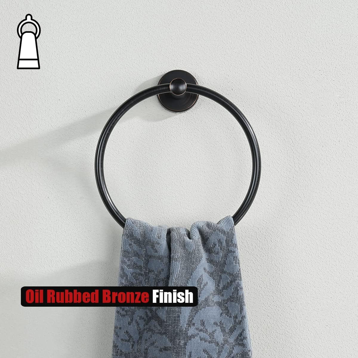 JQK Towel Ring Oil Rubbed Bronze, Stainless Steel Hand Towel Holder for Bathroom, ORB Wall Mount, TR130-ORB