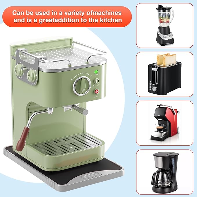 ARGOMAX Appliance Rolling Tray, Coffee Maker Slider, coffee pull out tray, sliding coffee maker tray, Suitable for coffee machines, air fryers and other appliances (Gray-Plastic)