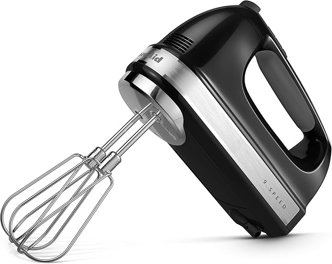 KitchenAid 9-Speed Digital Hand Mixer with Turbo Beater II Accessories and Pro Whisk - Onyx Black & Variable Speed Corded Hand Blender KHBV53, Onyx Black
