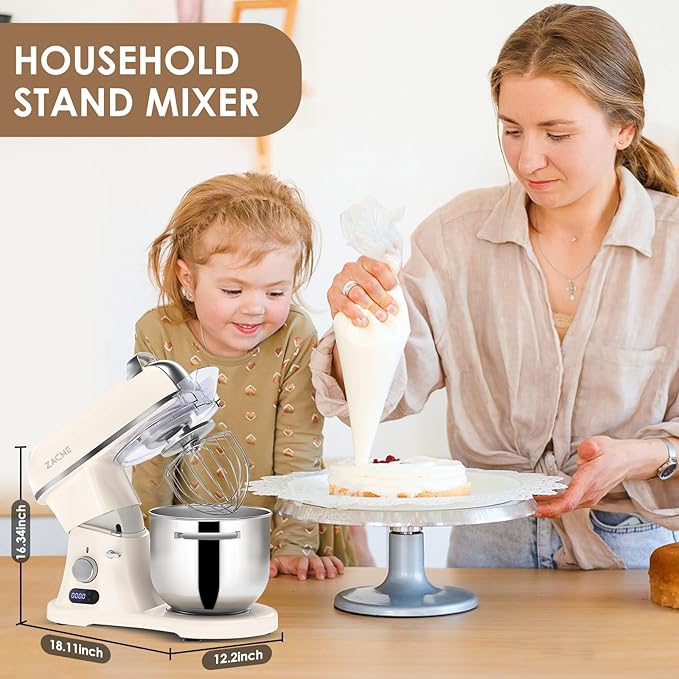 7.4QT Household Stand Mixer 800W with CSA Certified and Aluminum Die Casting, Kitchen Electric Mixer Metal Food Mixer with Stainless Steel 7L Bowl, Dough Hook, Whisk and Beater
