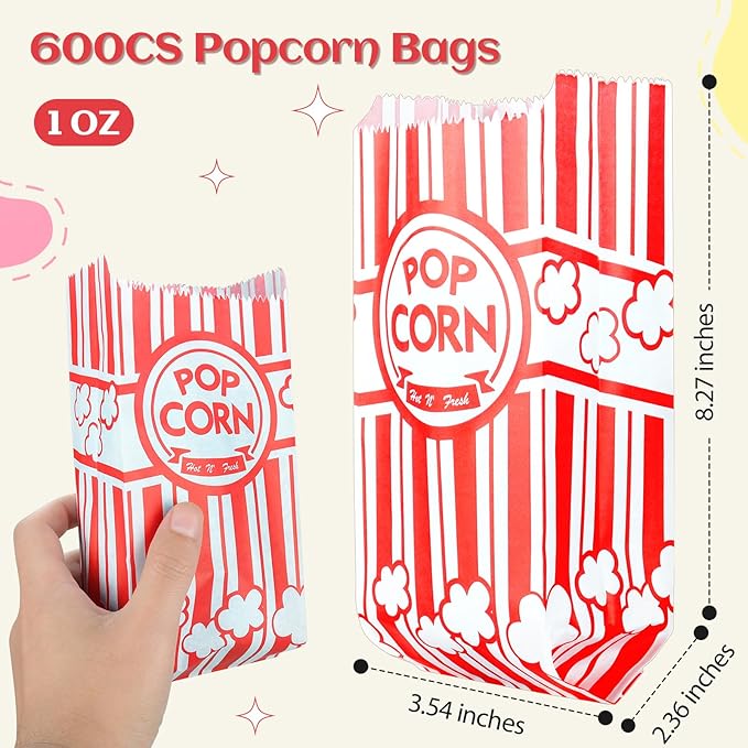 Essenya 402 Pcs Popcorn Bags with Popcorn Scoop and Salt Shaker,1 oz Small Pop Corn Bags Popcorn Bags Individual Servings for Popcorn Machine Supplies Party Movie Night Theater