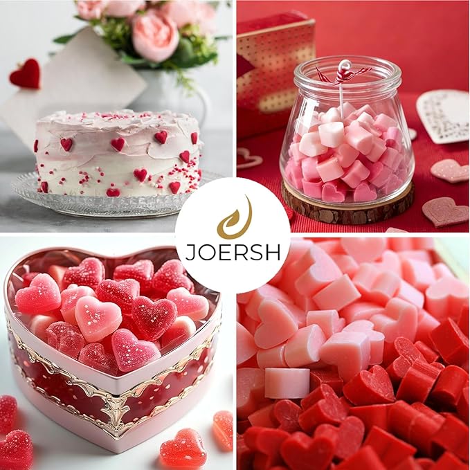 JOERSH Heart Candy Molds Silicone Molds for Hard Candy, Gummy, Chocolate, Ice Cube, Caramel, Jelly, 220 Cavities