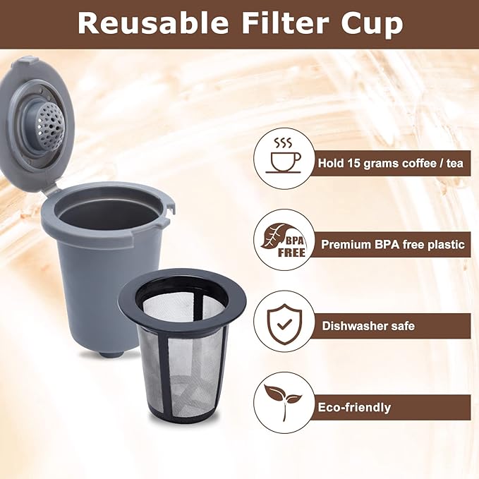 KEEPOW 4PCS Reusable Filter Cup for Cuisinart Coffee Maker, Reusable Coffee Filters for Single Serve Coffee Maker