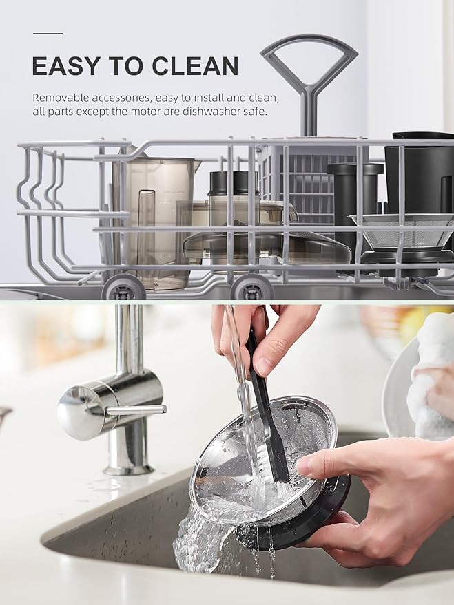 QCen Juicer Machine, 500W Centrifugal Juicer Extractor with 3” Wide Mouth Feed Chute for Fruits & Vegetables, Easy to Clean, Stainless Steel, BPA-Free