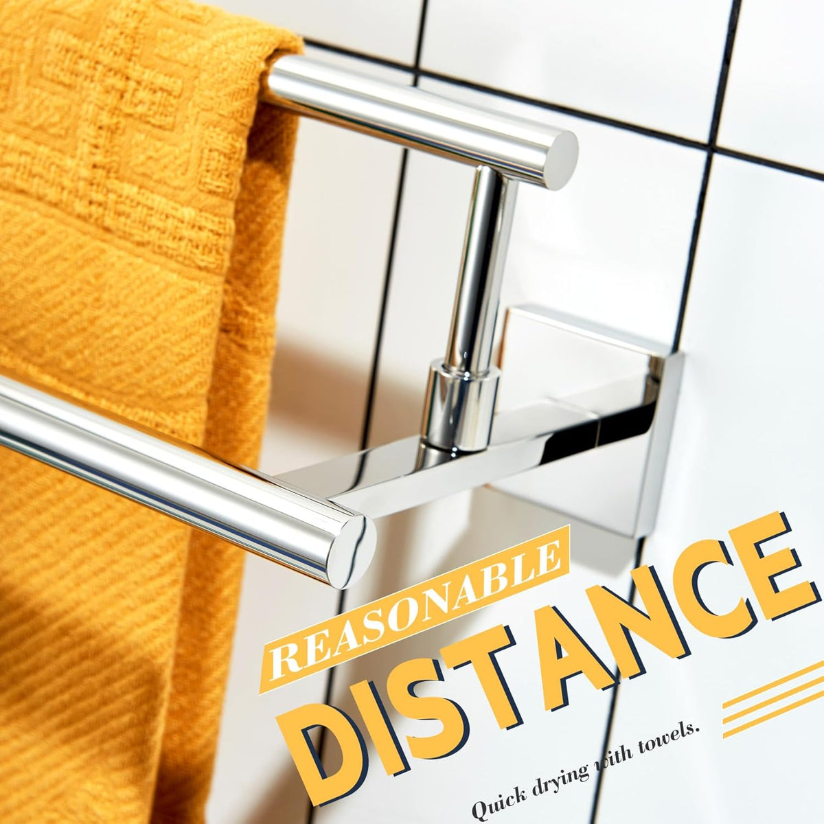 KOKOSIRI Towel Holder Polished Chrome 32-Inch Bathroom Double Bath Towel Bars Kitchen Rack Wall Mounted Stainless Steel B5009CH-L32