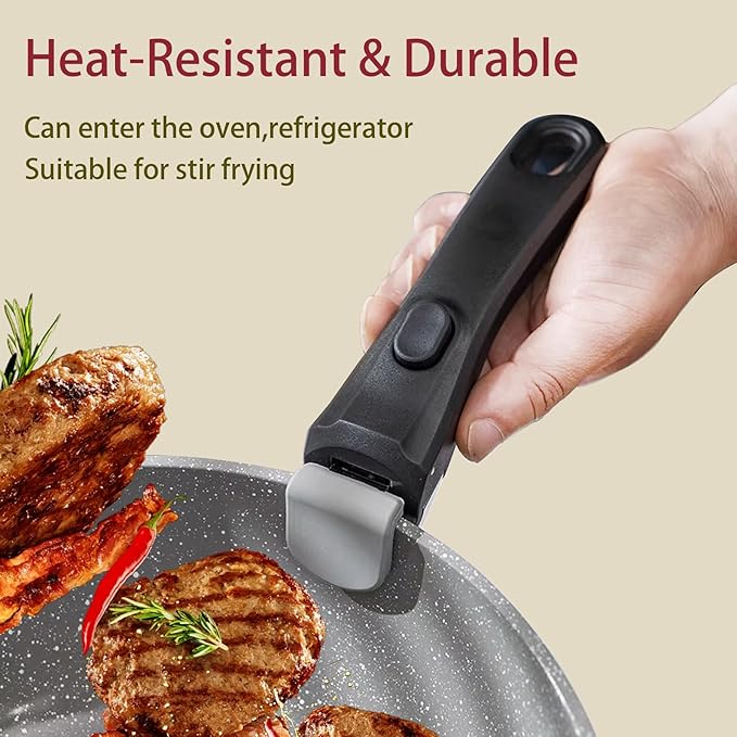 Removable Handle, Detachable Pot Handles with 2 PCS Silicone Oven Mitts Heat Resistant, Universal Pan Handle, Replacement Handles for Pots and Pans, Fits All Cookware-Black