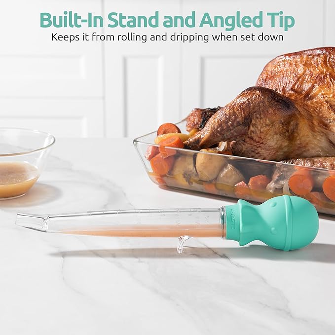 U-Taste 18/8 Stainless Steel Measuring Cups and Spoons Set of 10 Piece, Upgraded Thickness Handle (Multicolors) and 1.5oz Heat-Resistant Angled Turkey Baster with Cleaning Brush (Aqua Sky)