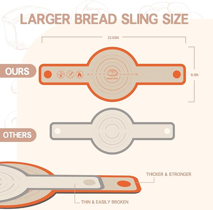 Silicone Bread Sling for Dutch Oven, 2 PCS Non-Stick & Easy Clean Reusable Silicone Baking Mat with Long Handles, Easy to Transfer Sourdough Bread Oval and Round
