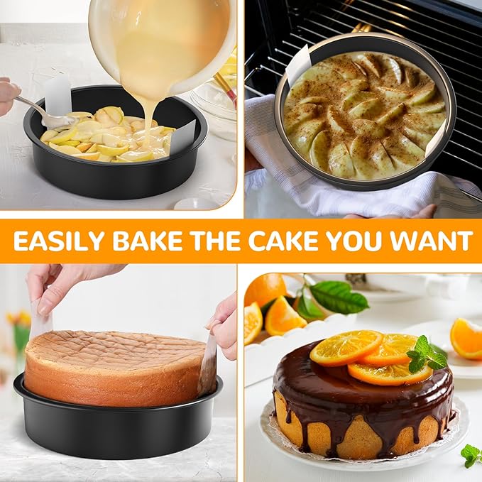 6 Inch Round Cake Pan Set of 3, Nonstick Baking Pans with 100PCS Parchment Paper, Dishwasher Safe