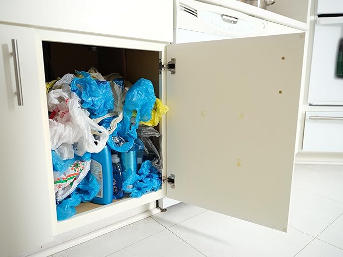 Jokari Multi-Purpose Plastic Shopping Bag Holder. Store and Reuse Bags as Trash Can Liners, Lunch Bags and More. Space-Saving, Eco Conscious Wall Mount or Cabinet Door Attachment Storage Solution