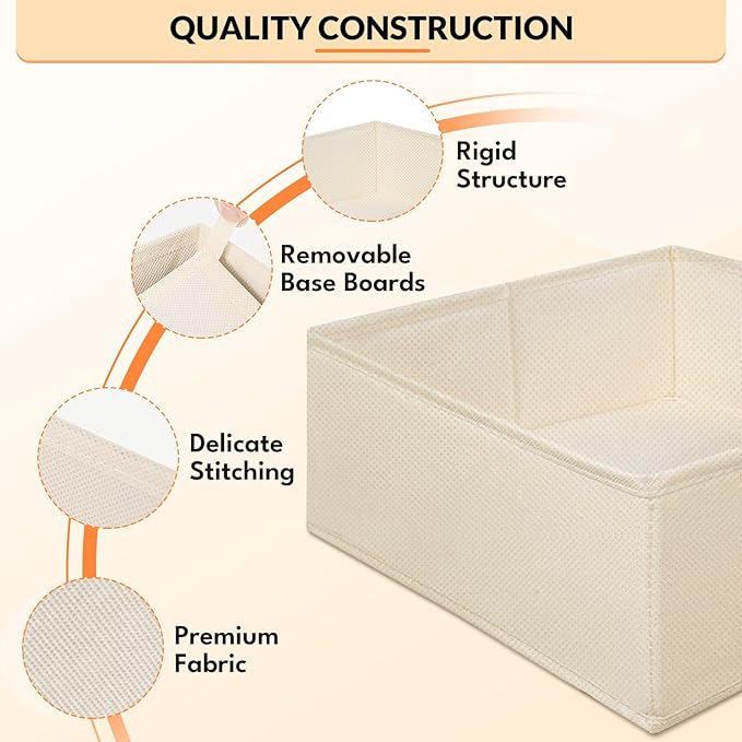 FANS-ONE Drawer Organizer Clothes, 21 Pack Dresser Organizer for Baby Clothes, Underwear, Socks, 3 Sizes Foldable Closet Organization and Storage Bins for Nursery, Bedroom (Light Beige)