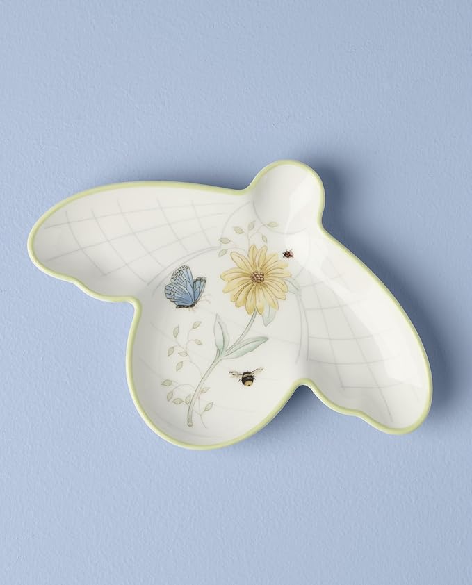 Lenox Home And Kitchen, Butterfly Meadow Beehive Spoon Rest, Porcelain Material, Dishwasher Safe, Kitchen Decor, Coffee Bar Accessories, Butterfly And Flowers Design, Home Accessories (White, 1 Piece)