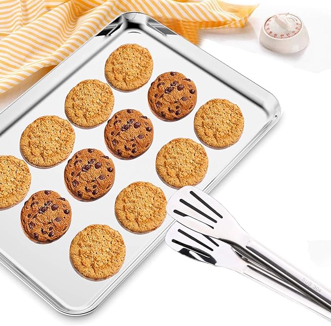 Baking Sheets Set of 2, Bastwe 20 inch Stainless Steel Bakeware Baking Pans, Healthy & Nontoxic & Rustproof & Easy Clean & Dishwasher Safe