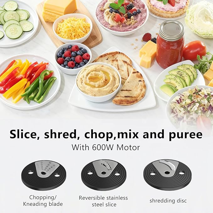 Smart Food Processor and Vegetable Chopper, 12 Cup Bowl, 6 Functions for Chopping, Slicing, French Fries, Purees & Dough, Food Chute & Pusher, Silver