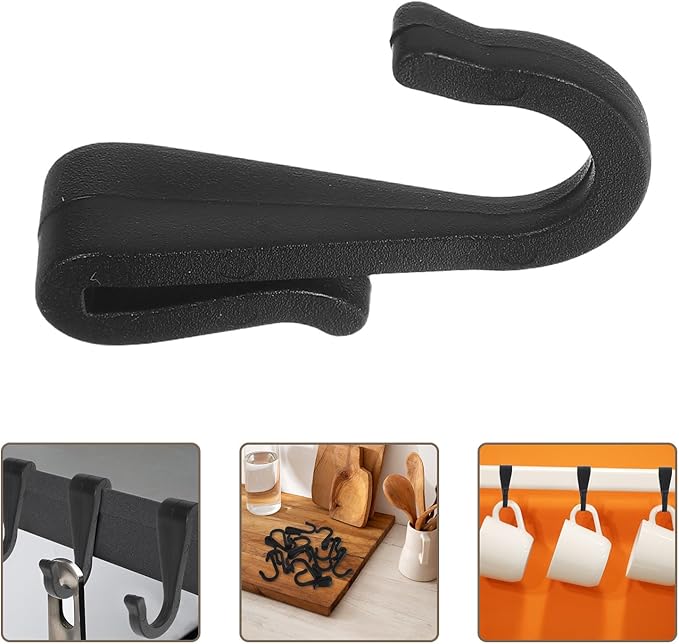 12pcs Compact Dark Plastic S-Hooks for Kitchen Storage, Utility Hanging Hooks for Pots, Pans, Towels, and Wire Grid Racks, Suitable for Kitchen, Bedroom, and Office Organization