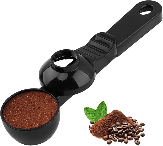Coffee Scoop & Funnel for K-Cups Reusable, Coffee Spoon with Slide Scoop Measuring Scoo p with Funnel for Filling Water Bottles for Ground Coffe e Protein Powder without Spilling (black2)