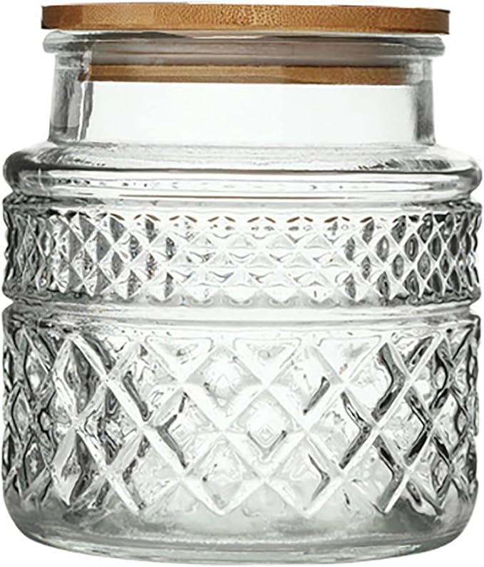 Prettidecor Glass Storage Jar, 38 FL OZ, Food Canisters with Bamboo Lid, Kitchen Containers Decorative Airtight Glass Jars For Cereal Nuts Snack Candy Cookies Coffee Tea