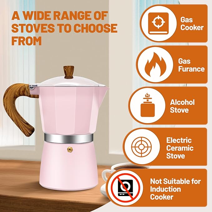 12 Cup Aluminum Espresso Stovetop Moka Pot Express Coffee Maker Percolator Italian Classic Mocha Coffee Machine for Italian and Cuban Cafe Brewing for Home & Camping 600ml 20oz