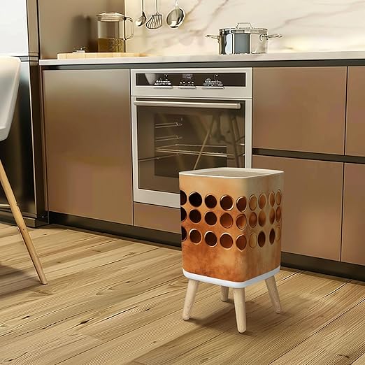 Small Trash Can with Lid Bronze Color Palette Gradient Bronze Color Wastebasket with Press Cover Dog Proof Garbage Can Waste Bin for Kitchen Bathroom Nursery 2.6 Gallon