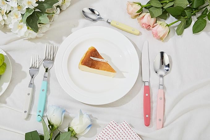 ANNOVA Silverware Set, Retro/Rivet Colorful Stainless Steel Tableware Kitchen Flatware Set Utensils, Includes Dinner Knives, Forks, Spoons, Salad Forks & Dessert Spoons (Pastel Mix, 20 Pieces)