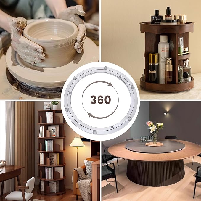 Lazy Susan Hardware Silent Non-Slip Turntable Aluminium Turntable Bearing for Round Dining Table TV Rotating Table 18 inch