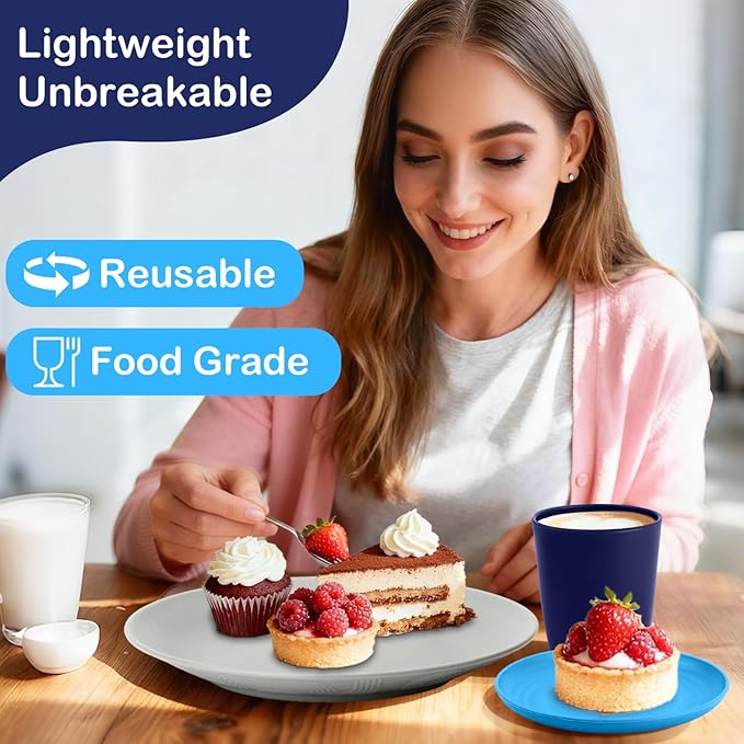 Dinnerware Set 40 PCS Wheat Straw Dishes Set - Service for 8 Unbreakable Plastic Dish Set Microwave Safe Plates and Bowls Sets Lightweight Cups Sets Outdoor Dishes - Island Colors