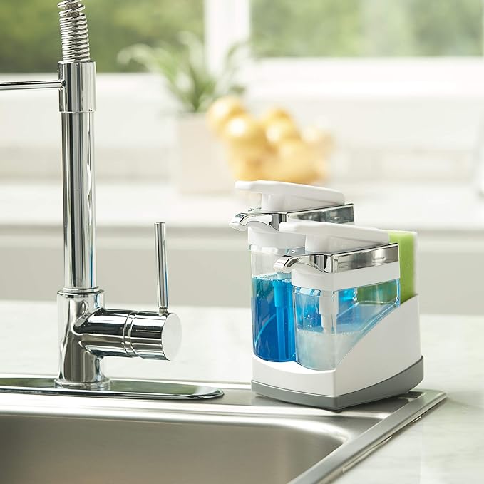 Casabella Sink Sider Duo with Sponge - White & Chrome Plating