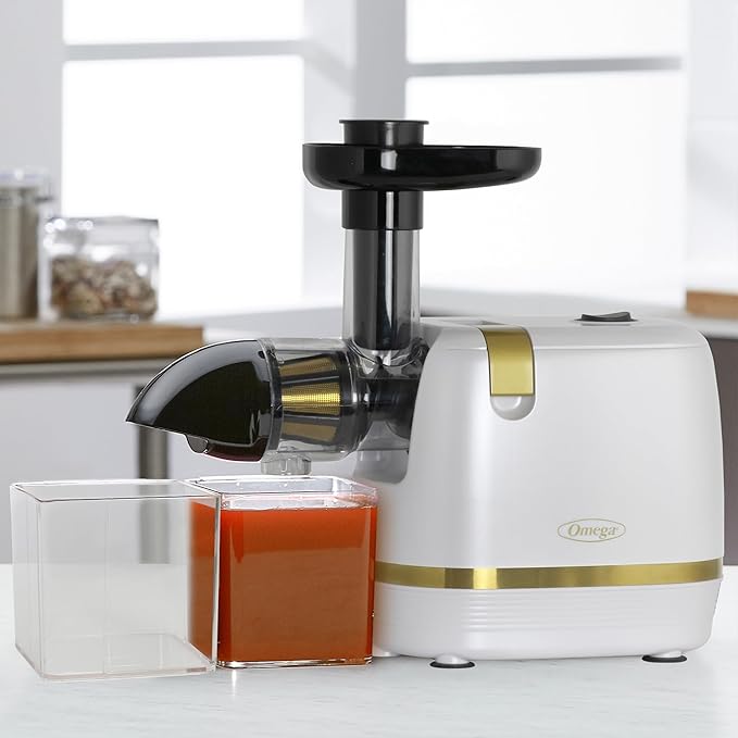 Omega H3000RWH13 Cold Press 365 Juicer Slow Masticating Extractor Creates Delicious Fruit Vegetable and Leafy Green High Juice Yield and Preserves Nutritional Value, 150-Watt, White