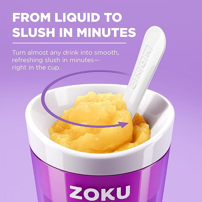 ZOKU Jumbo Slush and Shake Maker, Compact Make and Serve Cup with Freezer Core Creates Single-Serving Smoothies, Slushies and Milkshakes in Minutes, BPA-Free, Purple
