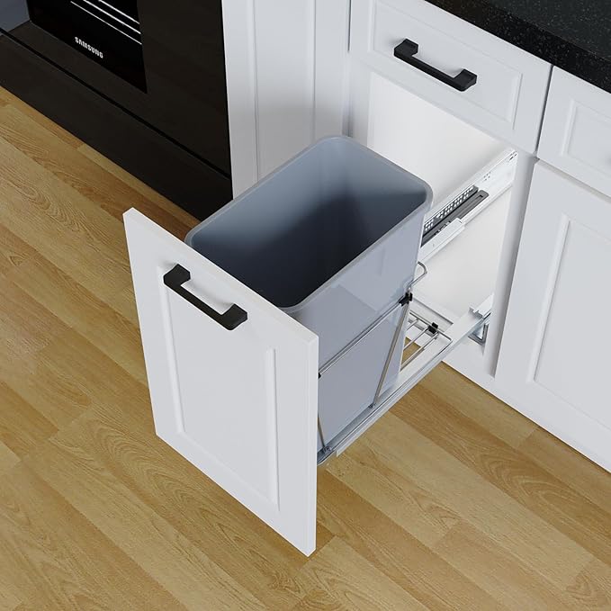 35QT Pull Out Trash Can for Under Sink Storage, Adjustable Sliding Drawer System, Doesn't Include Door Fittings (35 qt)