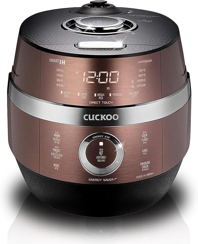 Cuckoo CRP-JHSR0609F Multifunctional and Programmable Electric Induction Heating Pressure Rice Cooker, 3-Language Voice Navigation, Intelligent Cooking Algorithm - 6 Cups, Made in Korea, Brown