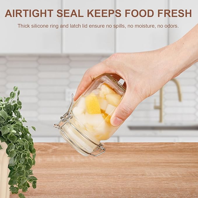 Spice Jars 8 oz Glass Jars with Airtight Lids, Set of 6 Small Glass Spice Jars with Labels, Kitchen Storage Containers for Herbs, Seasoning, Pantry Organization