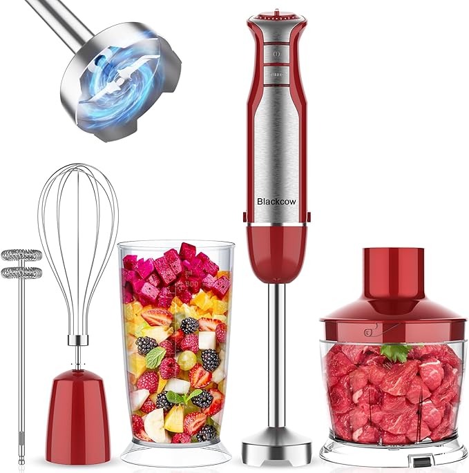 Immersion Blender Handheld 5 in 1, 800W 6 Speed Stick Blender ETL Certified, Stainless Steel BPA-Free with Chopper Whisk Frother for Soup Baby Food Smoothies