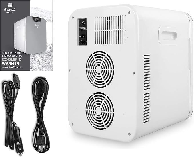 Cooluli 20 Liter Mini Fridge with Temperature Control - White Thermoelectric Cooler and Warmer for Bedroom, Office, Car, Dorm