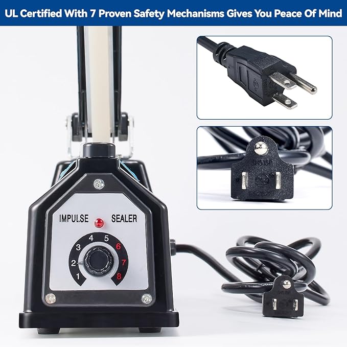 Sealer Pro, Patented 16inch Impulse Heat Bag Sealer, 5mm Sealing Width Poly Bag Seal Machine, 2 Replacement Kits 1 Extra Fuse Included, Black