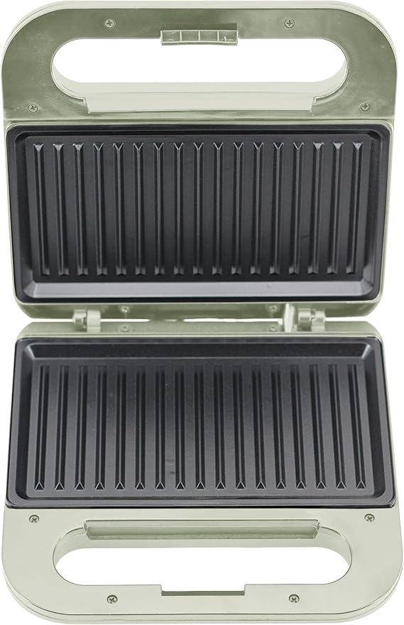 Living+ 9-Inch Electric Grill & Panini Press – Non-Stick Indoor Grill, 2-Slice Panini Grill Press Sandwich Maker with Indicator Lights, Overheat Protection, Cool Touch Housing, Wood Trim Design, 760W