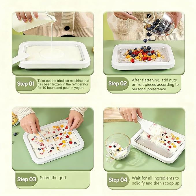 Rolled Ice Cream Maker, New Homemade Ice Cream Roller Maker, Instant Ice Cream Maker, DIY Fun Family Activity Rolled Ice Cream Tray for Yogurt, Sorbetand and Gelatod with 2 Scrapers(Pink)
