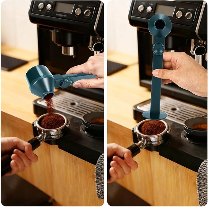 2Pcs Coffee Scoop & Funnel for Reusable K-Cup Pods, 2Tbsp Dosing Spoon, 51mm Espresso Tamper, BPA-Free PCTG, Dishwasher Safe, for Espresso Machines, Coffee/Protein Powder, Jade Green, 2 Models A&B