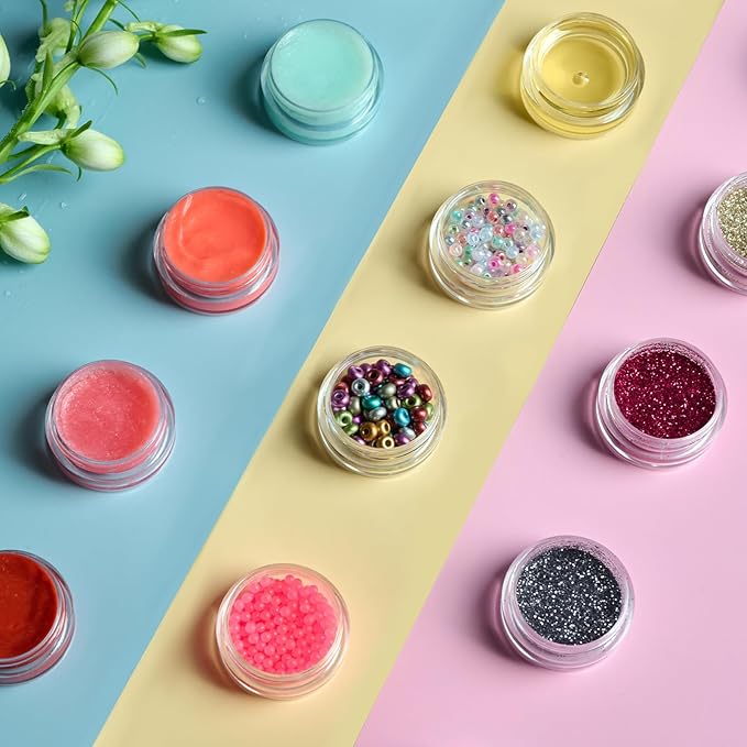 50 Pack 5 Gram 0.17OZ Clear Plastic Containers with White Lids, Small Round Cosmetic Jars Makeup Travel Containers Jar for Cream, Bead, Eye Shadow, Samples, Lotions, Powders, Glitters Lip Gloss
